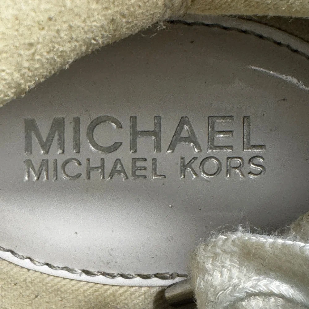 Michael Kors Women‎ Sneakers 10M White Leather Studded Platform Lace Up